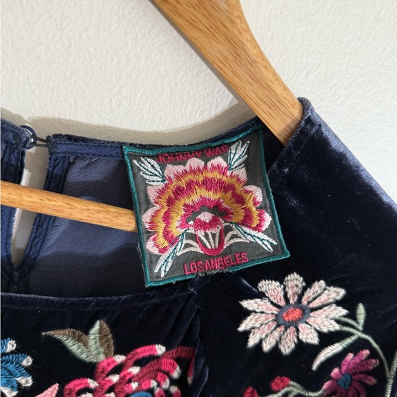 Johnny Was Tiarei Velvet Regan Dress large floral embroidered - Picture 9 of 17